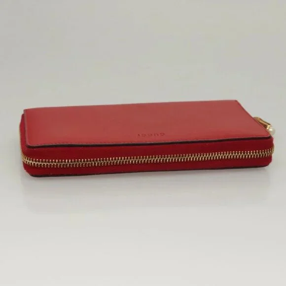 GUCCI Bamboo Long Wallet Leather Red 453158